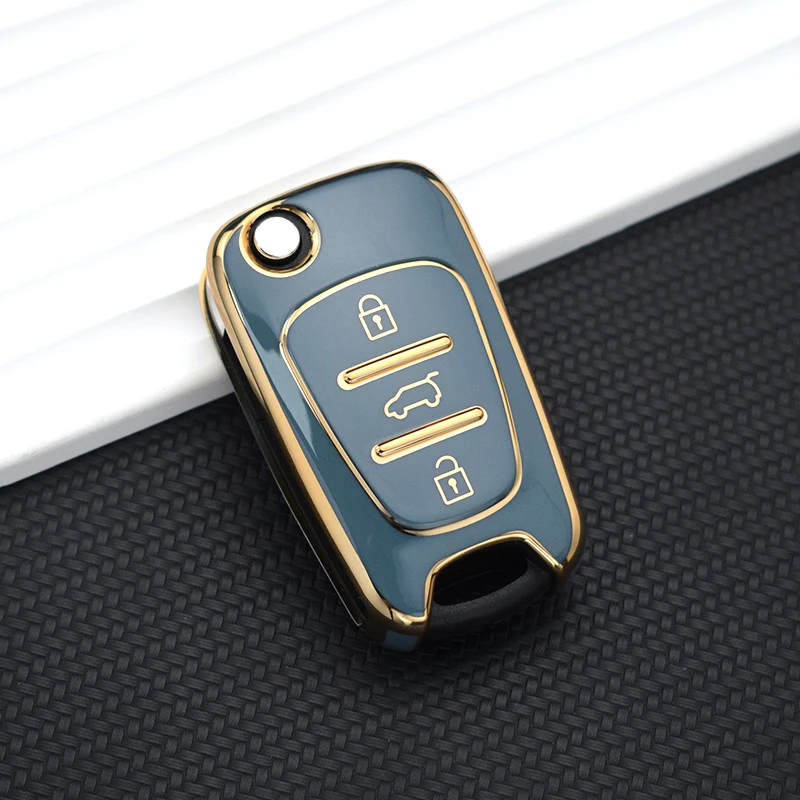 เคสกุญแจรถยนต์แบบพับได้แบบฝาพับ TPU สำหรับ Hyundai i20 ix25 i30 ix35 Solaris สำหรับ Kia Rio K3 K2 K5 ceed Cerato Sportage SOUL
