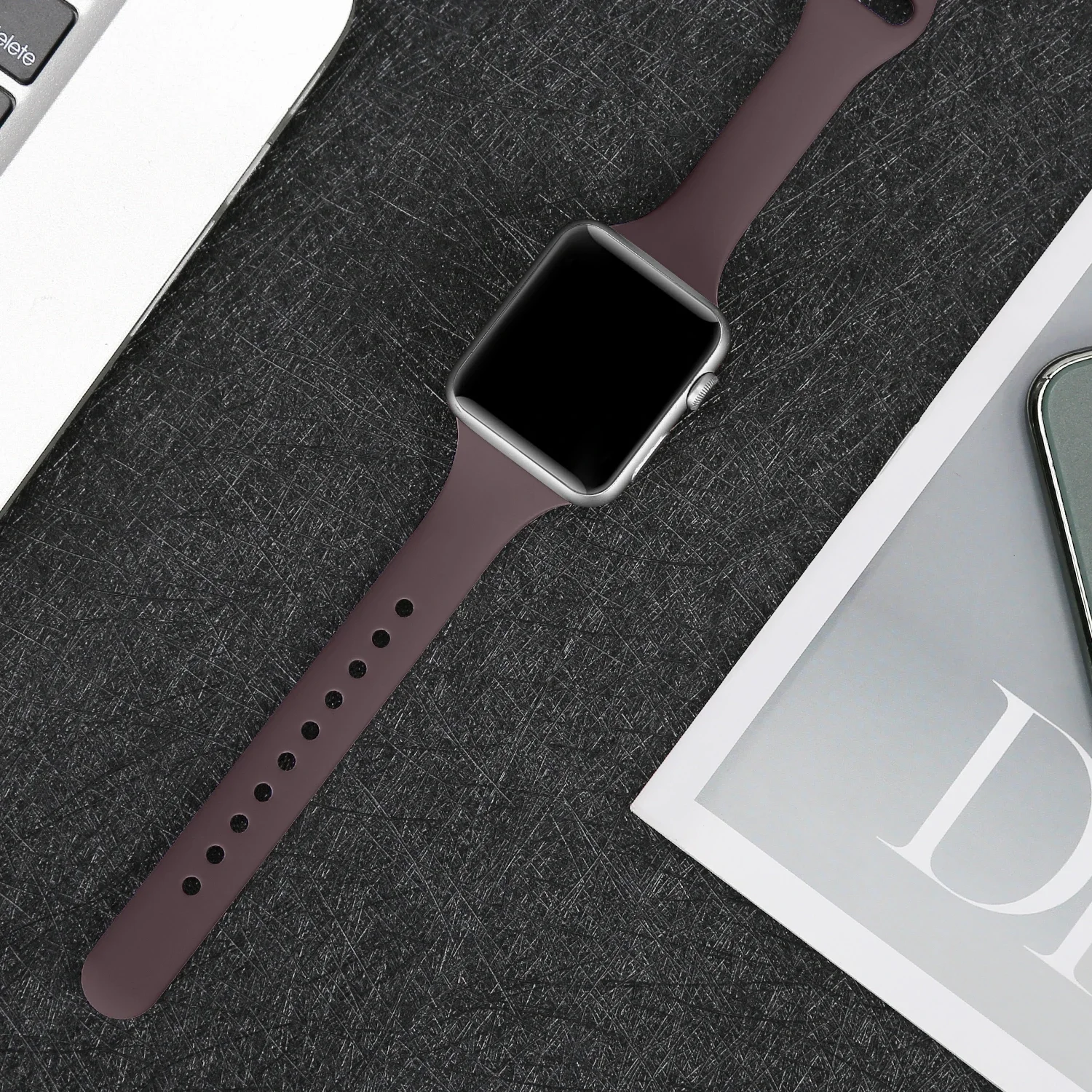 Модный силиконовый ремешок для Apple Watch, ремешок для iwatch women 10/9/8/7/6/5/4/3/2 SE slim 38 мм 40 мм 41 мм 42 мм 44 мм 45 мм 46 мм 49 мм