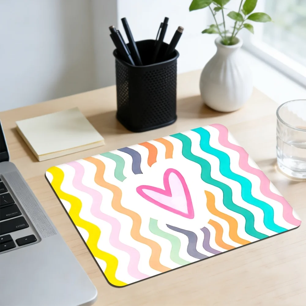 

Красочный коврик для мыши с волнистым узором в виде сердца, удлиненный, для офиса и дома