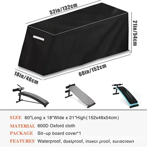 Imagen 2 del producto Cubierta para tabla de abdominales, cubierta para banco de Fitness, almacenamiento fuera de temporada, tela Oxford 420D, dobladillo con cordón ajustable, fácil de limpiar