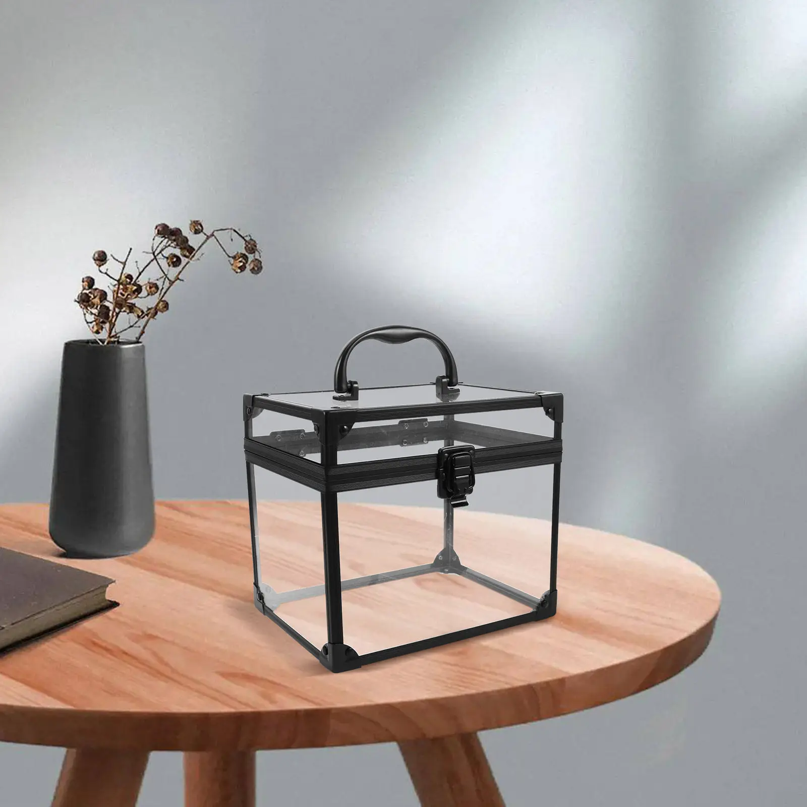 

Коробка для хранения виниловых пластинок, сверхпрочный прозрачный акриловый держатель для организации альбомов, CD и DVD-дисков с удобной ручкой, настольный органайзер