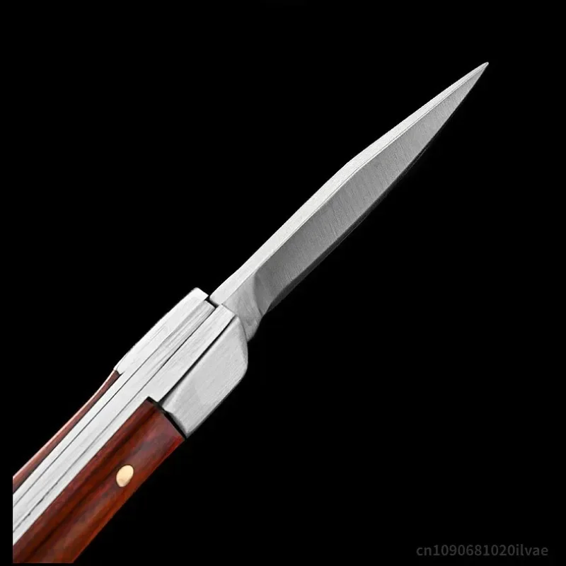 Stainless Steel Blade Wood Handle Mini Pocket Keychain Knife Folding EDC Tool Outdoor Camping Survival Utility Knife Peeling