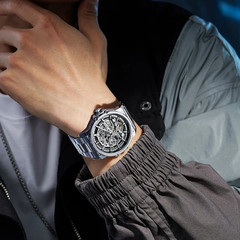 

Reloj Hombre Richard ABORNI мужские автоматические часы из нержавеющей стали с турбийоном механические часы 100 м водонепроницаемые Relogio Masculino