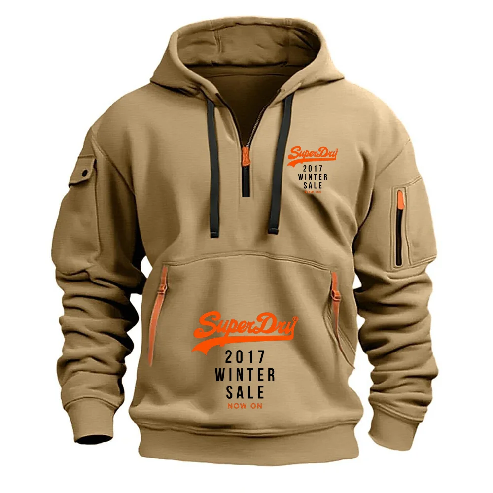 SUPERDRY العلامة التجارية الجديدة أزياء كبيرة الحجم متعددة جيب سستة الأدوات نمط الخريف والشتاء الشارع عارضة فضفاض الرجال الرياضة هوديي