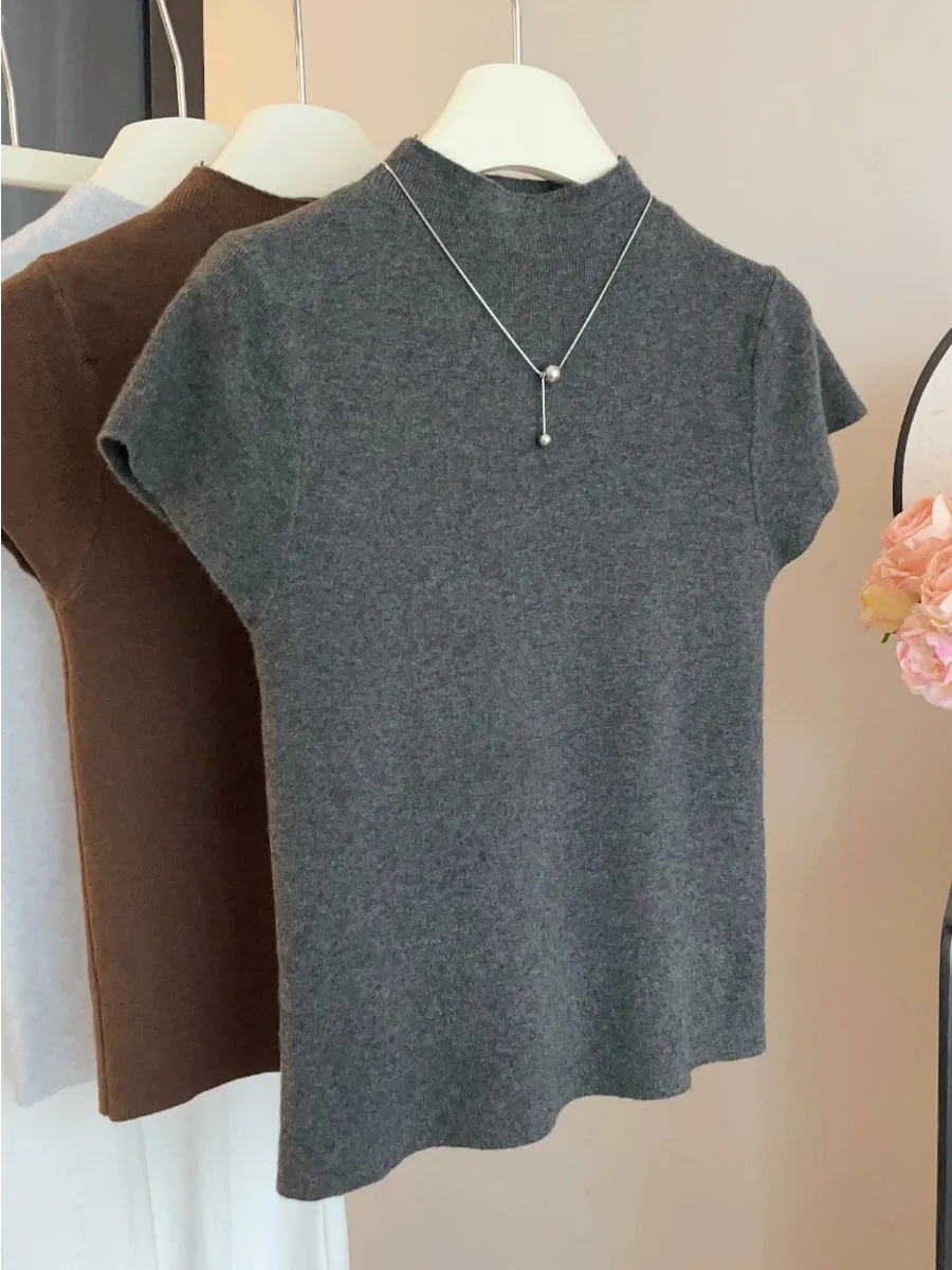 

ay Вязаная ort Sve Slim Fit f Женская модная футболка с высоким воротником, весна-осень, новинка Sle Commute Sle