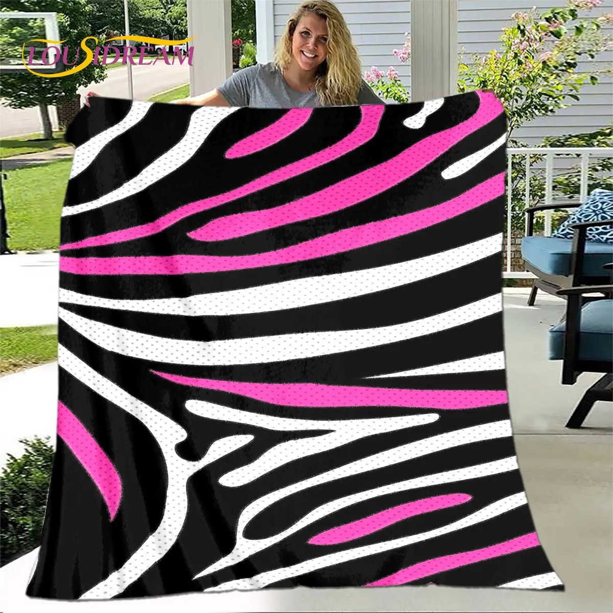 3D Colorful Zebra Pattern Blanket,Flannel Blanket Throw Blanket,Child Warm Blanket for Home Living Room Bedroom Beds Sofa Picnic