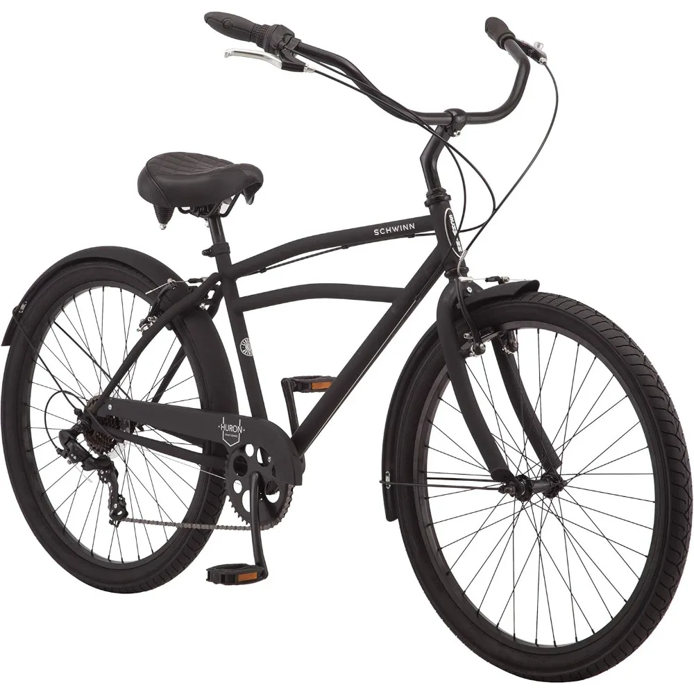 

Huron Adult Beach Cruiser Bike, 17-18-Inch Steel Frame, Wide Wheels for Stability, Rear Coaster Brakes, Multiple Speed Options