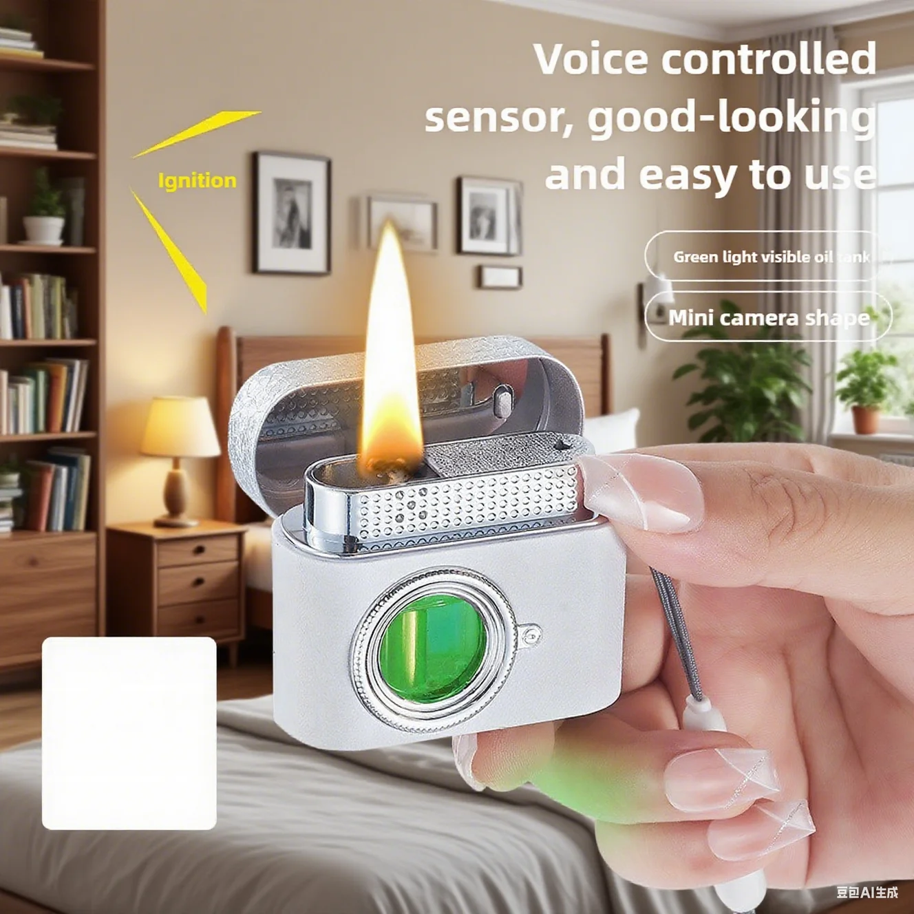 

Voice Control Pocket Lighter, Rechargeable Oil Lighter with Multiple Ignition Refillable Fuel Torch Lighter for Travel & Outdoor