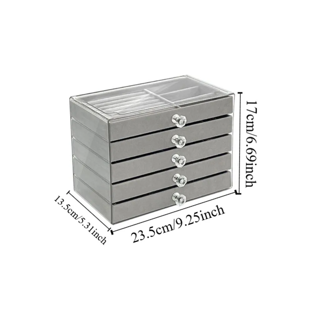Large Capacity Velvet Jewelry Box Transparent Rings Bracelets Drawer Storage Holder Multi-layer Acrylic Jewelry Organizer