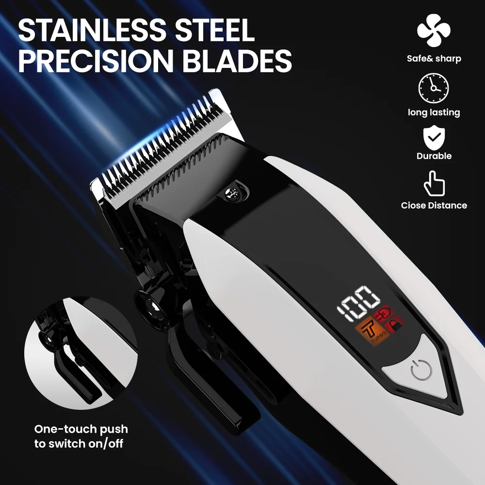 Sejoy Cordless Hair Clippers for Men Trimmers Set for Barber with LED Display Professional Slick Hair Cut Self-Sharpening Blades