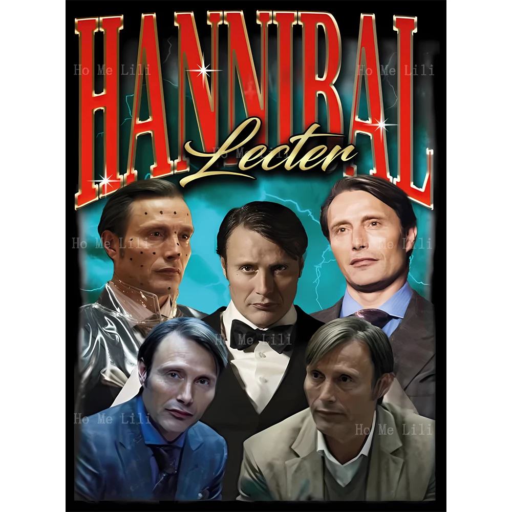 Retro Hannibal Lecter Mads Mikkelsen Retro Design Vintage Poster Canvas Wall Art Print Artwork For Livingroom Bedroom Decor