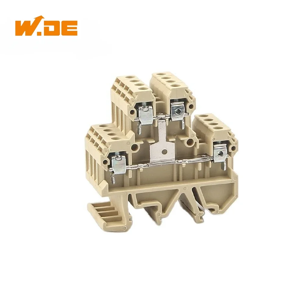 10Pcs DK-4QV/35 Din Rail Wire Conductor Connector Two-Level Screw Clamp Terminal Blocks Inflaming Type DK4QV/35