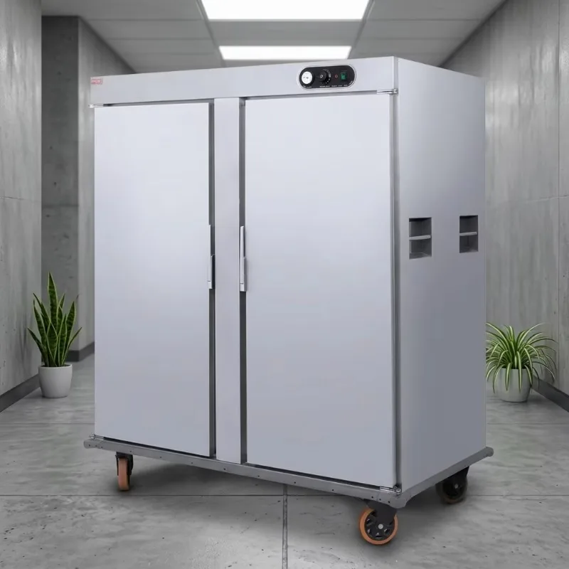 Double Temperature Hot Cold Mobile Electric Stainless Steel 2.52KW Food Warmer Food Trolley Easy Cleaning School Hospital