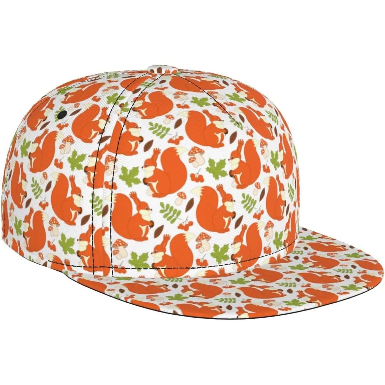 Squirrel and Mushroom Baseball Cap for Men Women Adjustable Trucker Hat Snapback Sun Dad Cap Lightweight Unisex for Summer