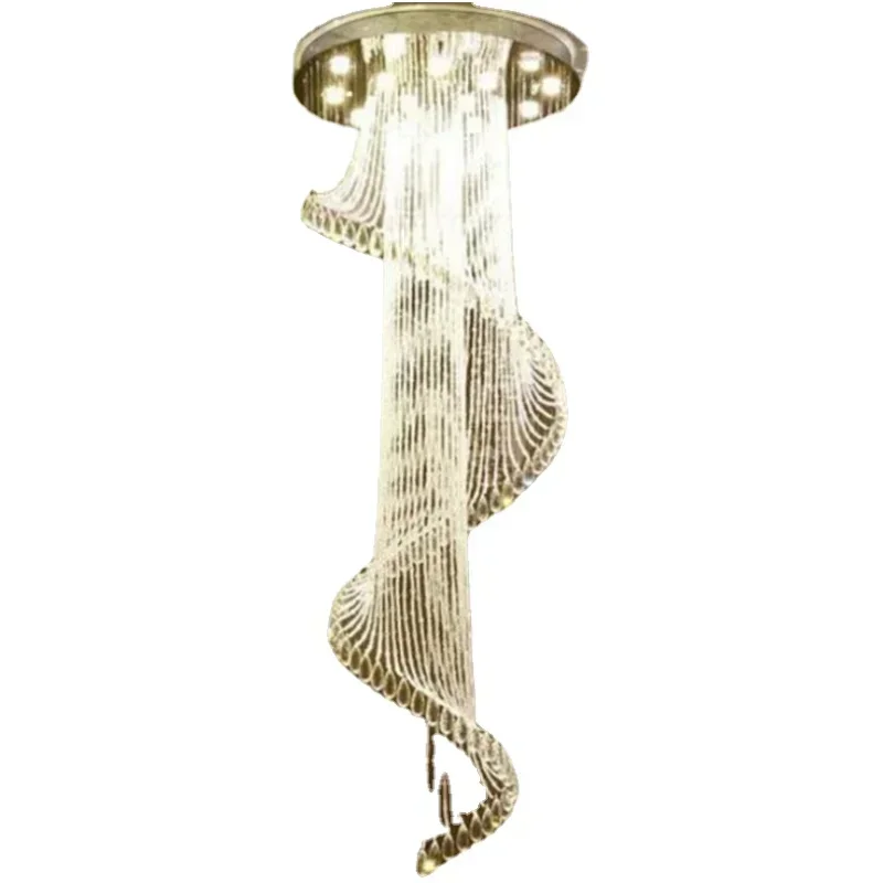 

Crystal Room Lights K9 Spiral K9 Crystal Chandelier European Modern Creative LED Chandelier Lamp Hotel Villa