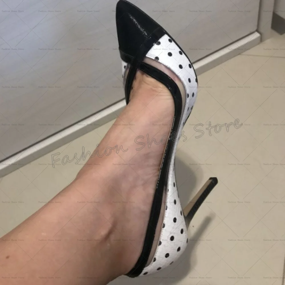 

Polka Dot Pattern Pointed Toe Splicing Pumps Thin High Heels High Heel Shoes for Women Sexy Heels 2025 New Zapatos Para Mujere