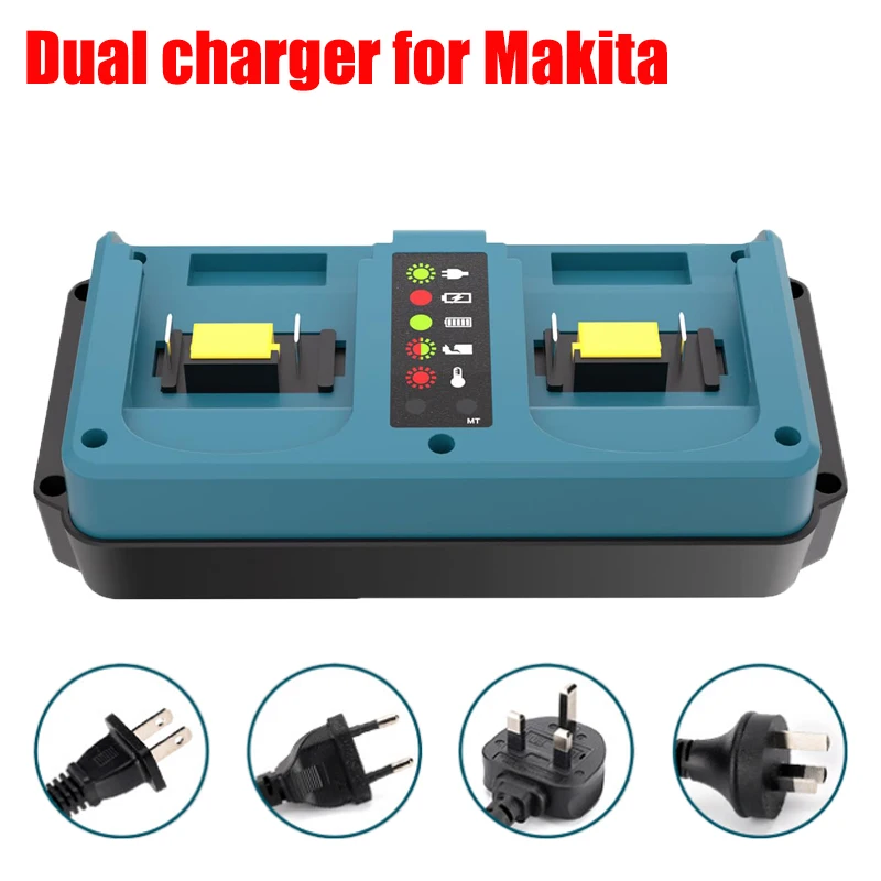 

Dual-port Lithium Battery Charger Rapid Charger Compatible with For Makita 14.4-18V Lithium Batteries Smart LED Indicator Lights