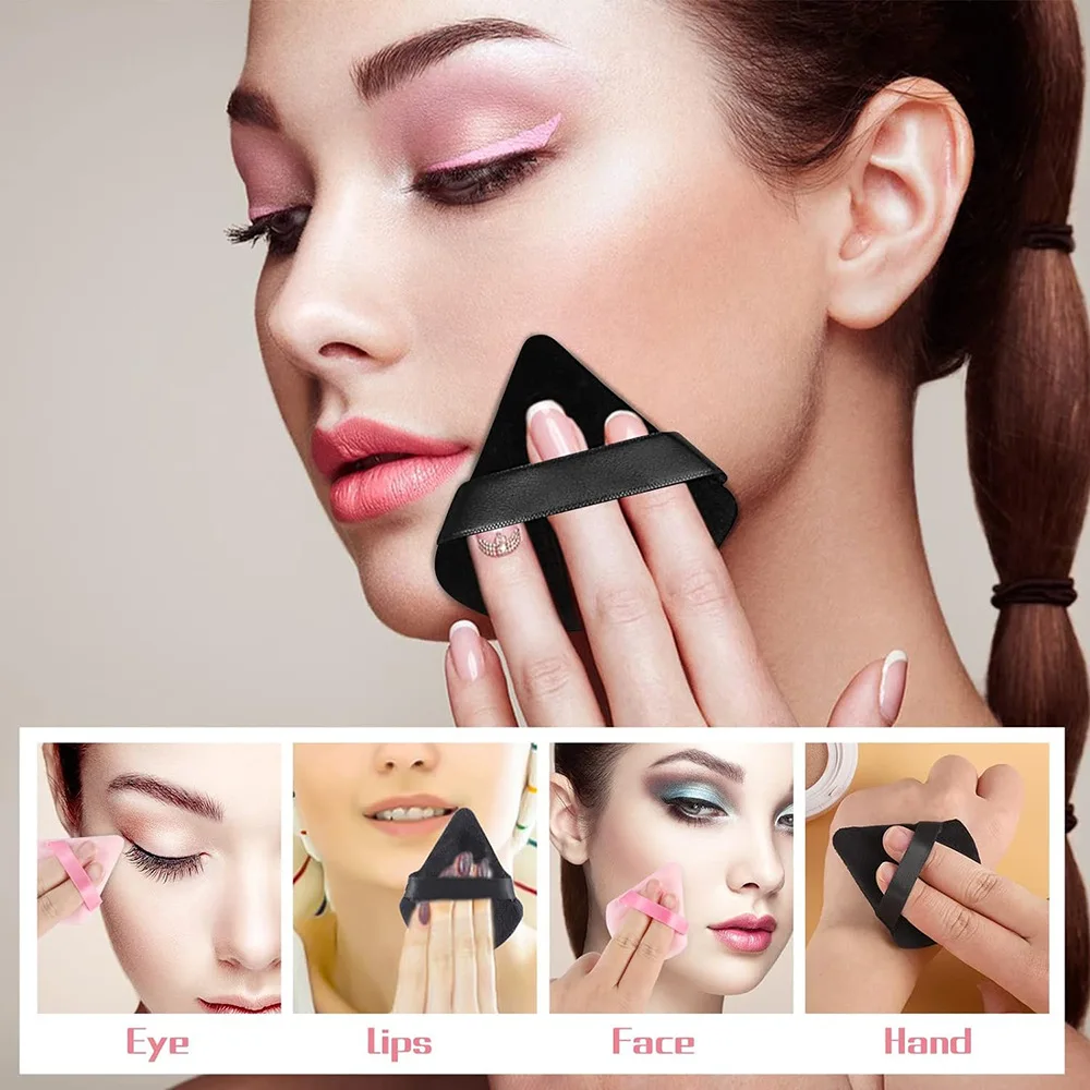 Hot 3/6 Pcs make up Mini Powder Puff Face Beauty Cosmetic Triangle Velvet Powder Puff Reusable Foundation Makeup Sponges Puffs