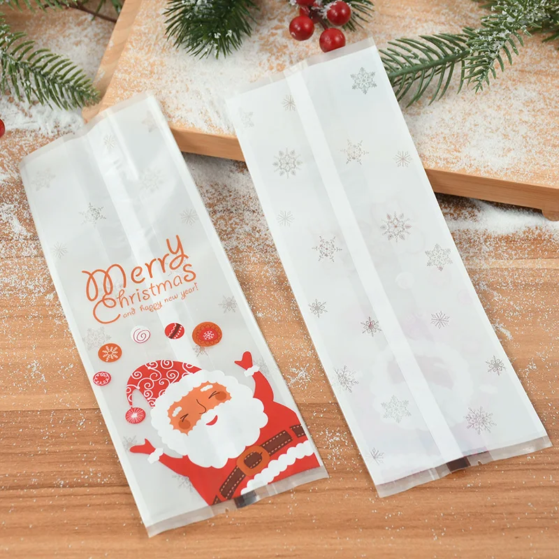 25/50pcs Christmas Candy Cookies Bags Santa Baking Biscuit Gift Packaging Bag Box Christmas Decoration For Home New Year Navidad