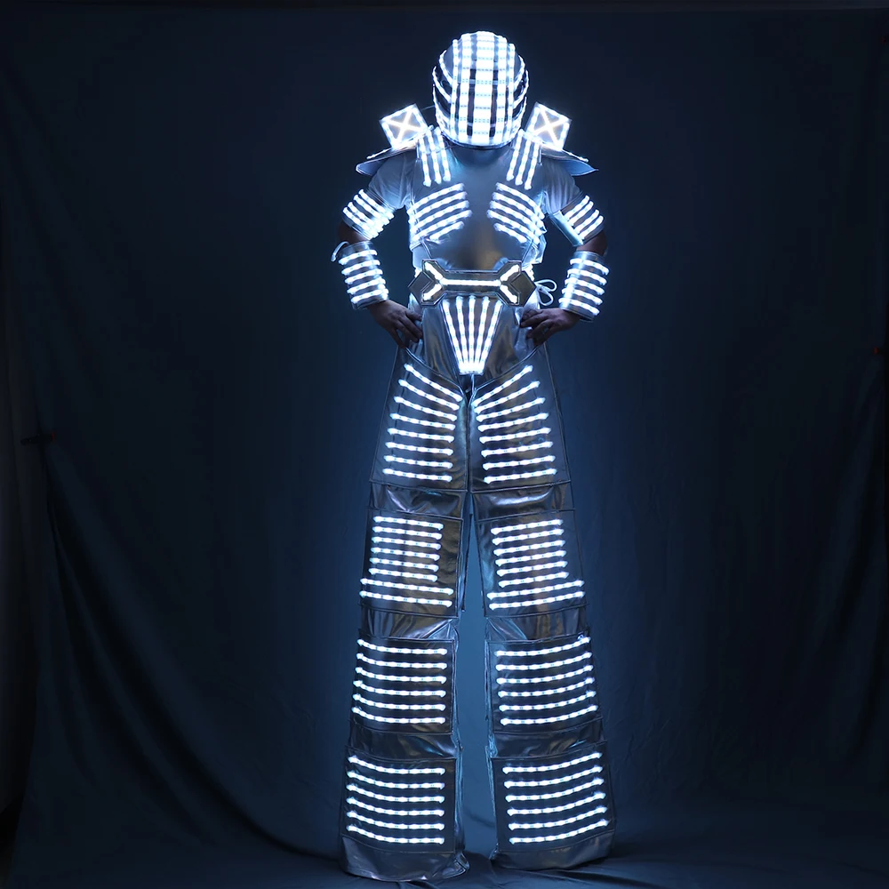 Traje de Robot LED Stilts Walker LED Light Robot Costume Clothing Event Kryoman Costume Led Disfraz De Robot