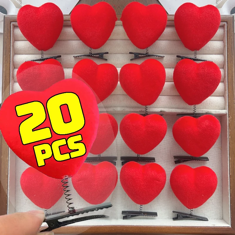 5/20pcs Cartoon Weddings Hair Clip 3D Heart Shaped Hair Clips Cute Hairpin Duckbill Clip Accessories Party Valentine's Day Gifts