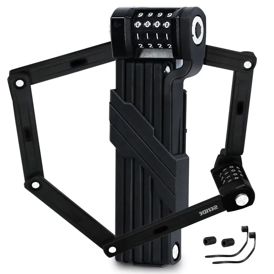 

Складной кодовый замок для велосипеда, 35-дюймовый комбинированный складной замок из утолщенной легированной стали с 4 цифрами и кронштейном для замка, сверхмощный складной велосипед