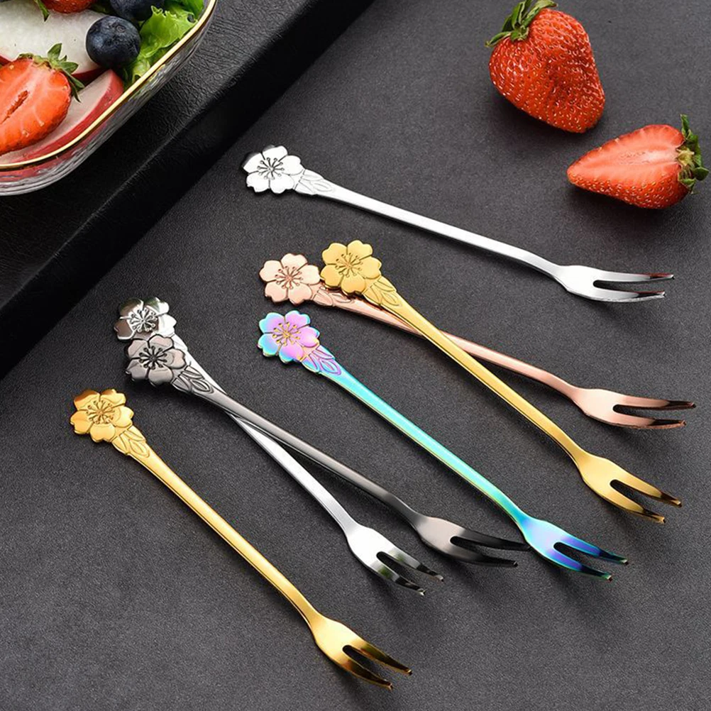 

10pcs Stainless Steel Fruit Corrosion-Resistant Dessert Appetizer Tasting Forks Reusable Cake Salad Forks For Home Café