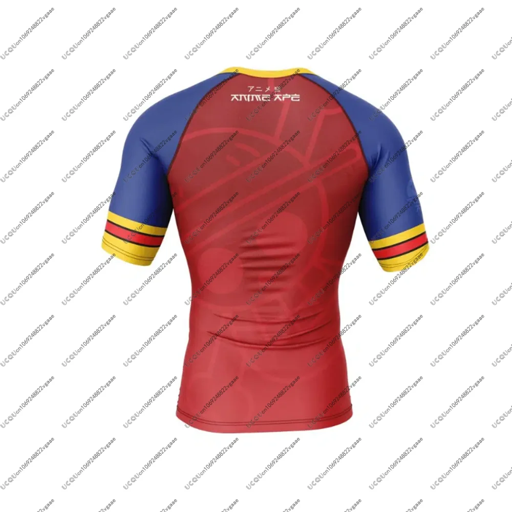 القرد د. لوفي قبعة القش قطعة واحدة ملابس رياضية الرجال الفتيان تي شيرت السراويل السراويل طفح الحرس تي شيرت السراويل البرازيلي جيو جيتسو الصالة الرياضية