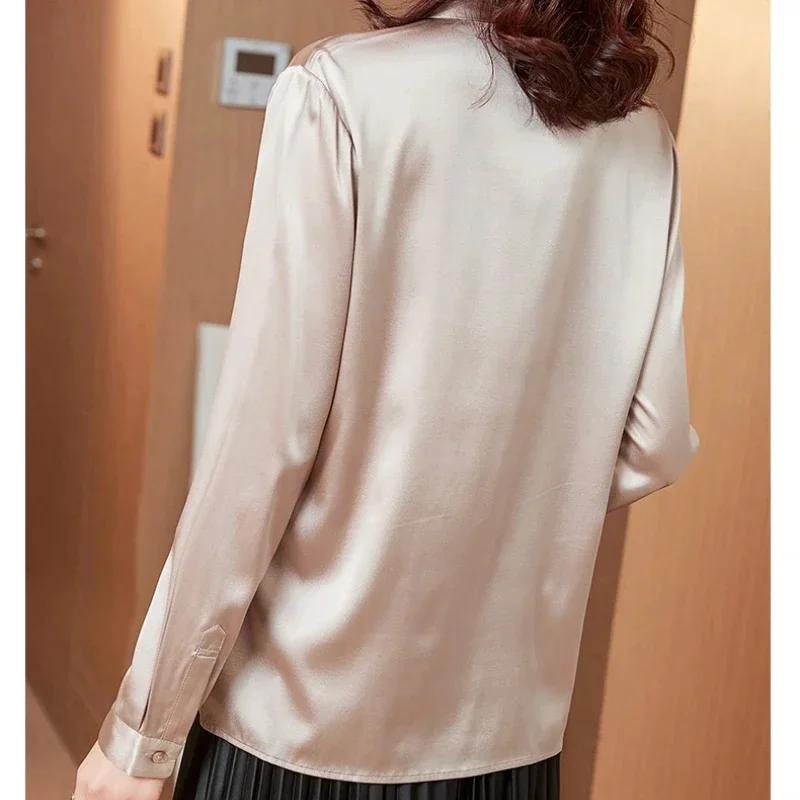 Loose Tops Long Sleeve Blouse Women Clothing Real Mulberry Silk Shirts For Clothes Office Lady Casual 's Zm