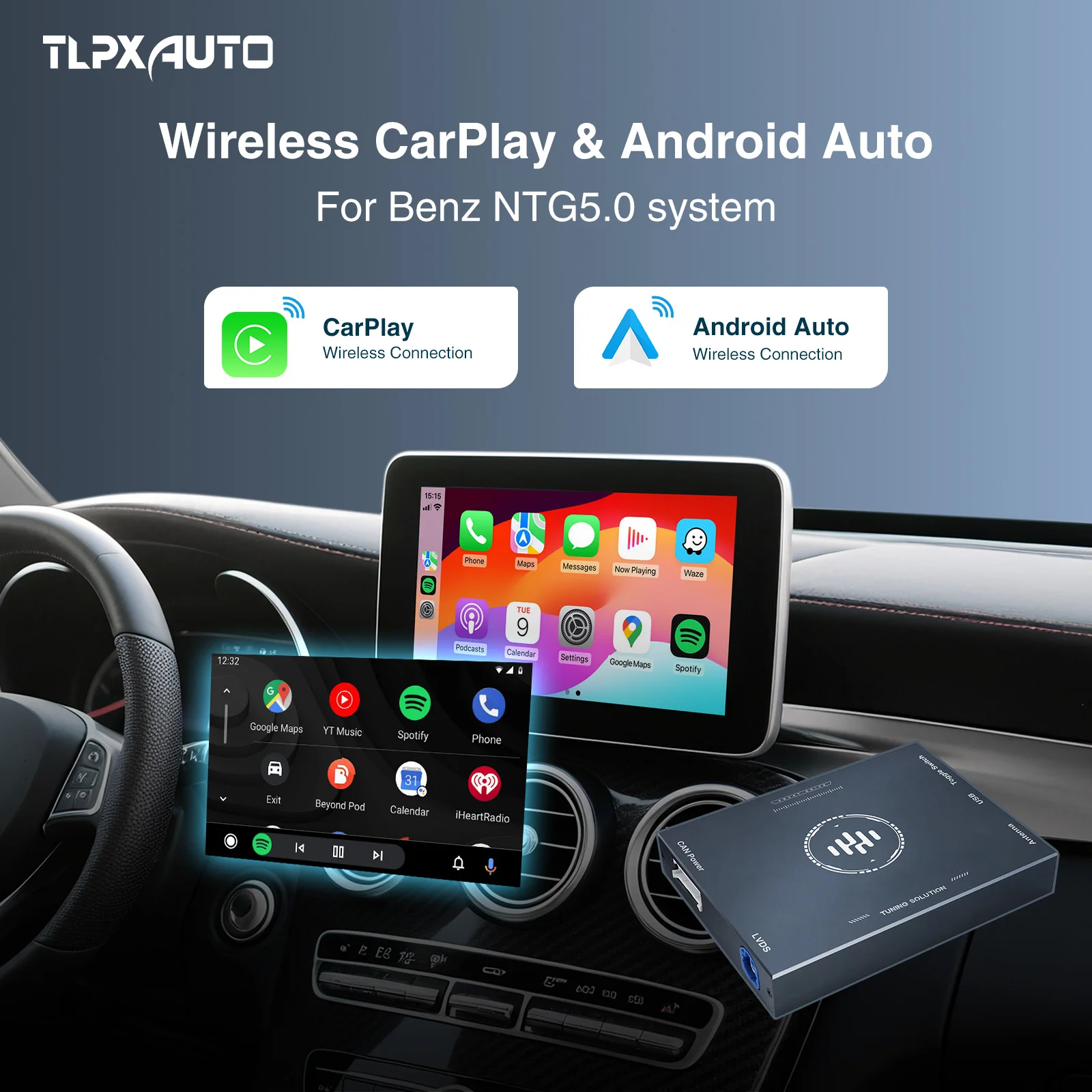 

Wireless CarPlay Android Auto MMI Interface Adapter Prime Retrofit for Mercedes Benz A B C E S VClass GLA GLC GLK Mirror Link