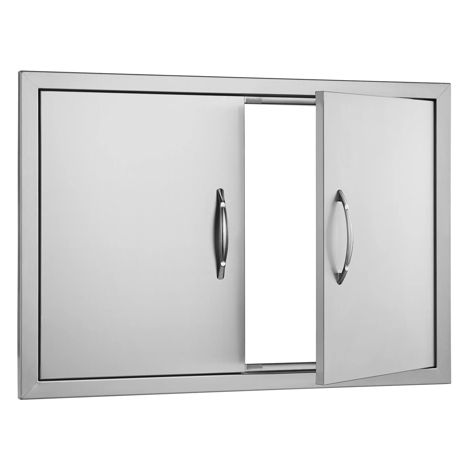 BBQ Access Door, 30W x 21H Inch Double Outdoor Kitchen Door, Stainless Steel Flush Mount Door, Wall Vertical Door with Handles, Grilling Station, Outside Cabinet, Designed for BBQ Island