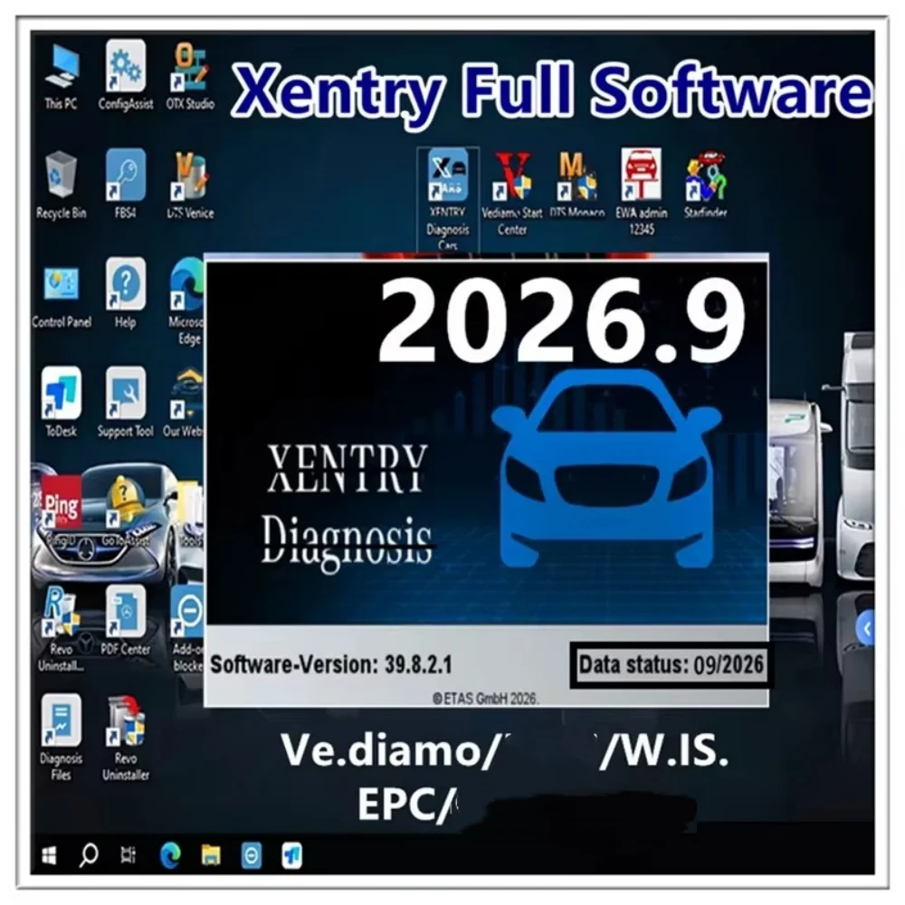 Newest xentry 2026.09 full Diagnostic Software Install and Activate WI.S EP.C Vedi.amo for mb star c6 openport 2.0 j2534