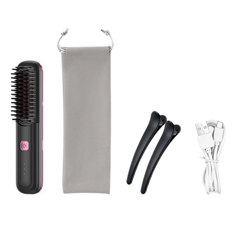 

Cordless Hair Straightener Brush Portable Straightening Brush Negative Ion Hot Comb Hair Straightener For Women