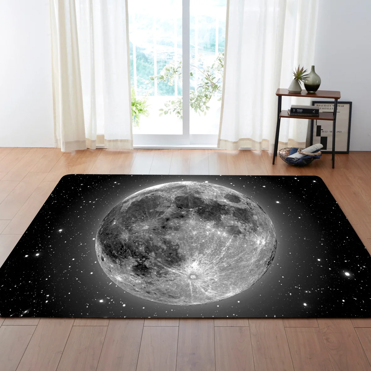 

European and American 3D Universe Moon Decoration Big Carpets Living Room Area Rug Soft Flannel Boys Room Gift Carpet Mats Rugs