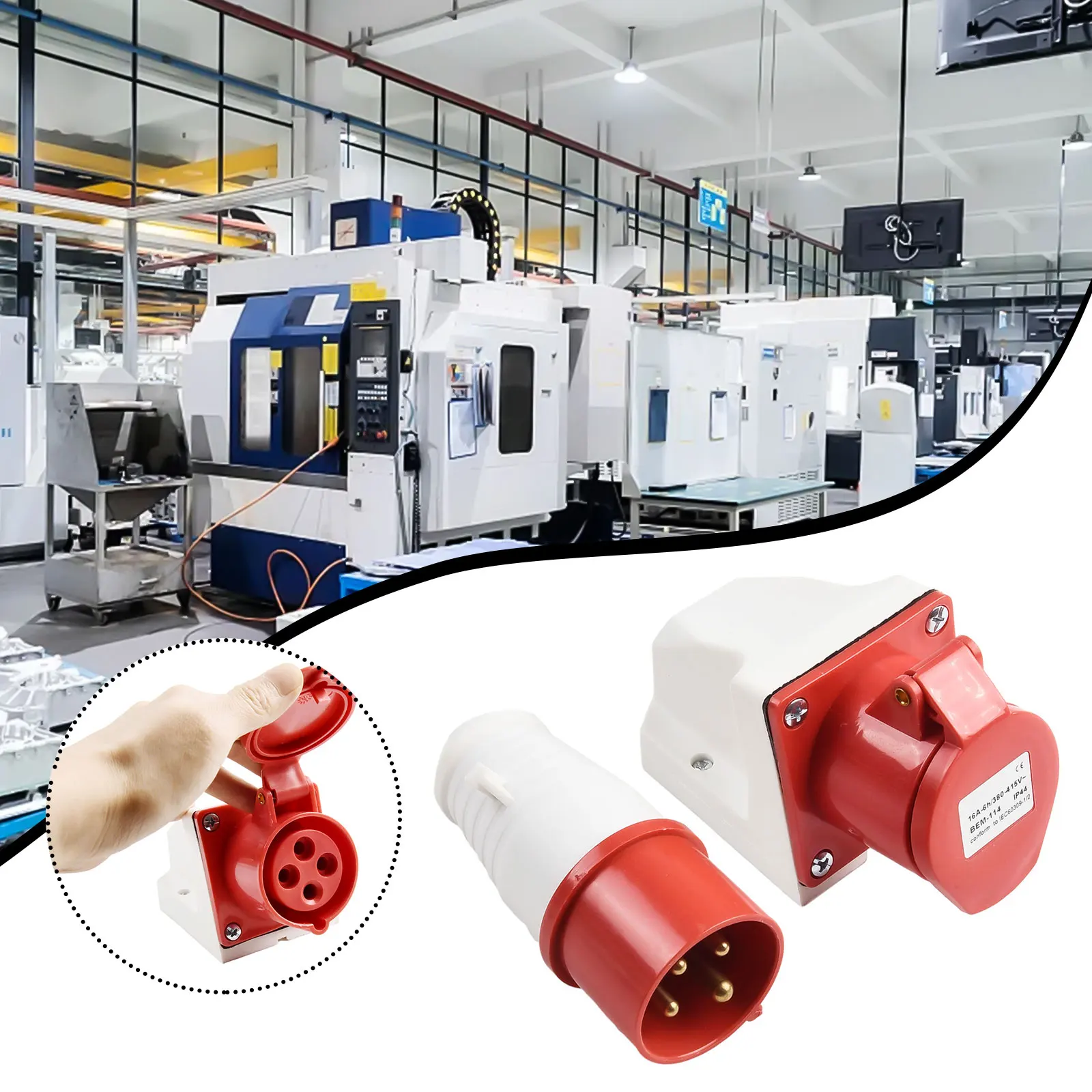 380-415V 16A 4P Industrial Socket IP44 Protection Level 4-Conductor Flame Retardant Shell for Stage and Event Power