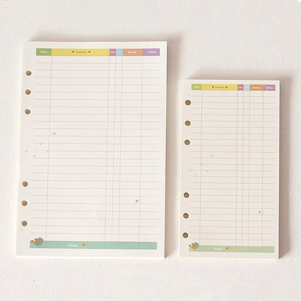 Kawaii Agenda Monthly 45 Sheets Daily Planner A5 A6 Loose Leaf Paper Refill Notebook Refill Notebook Paper Binder Inside Page