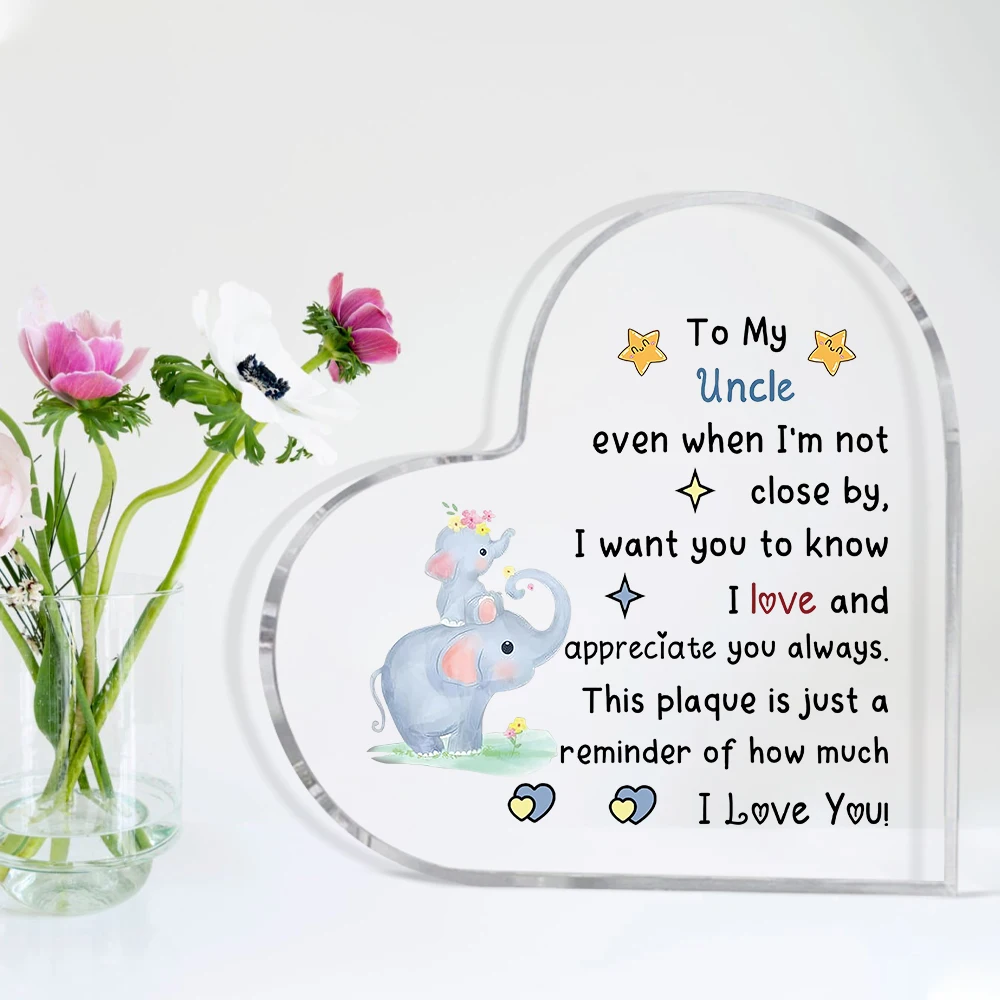 Uncle Acrylic Plaques Father's Day Gifts Appreciate Man Birthday Heart Sign Home Decorations Christmas My Uncle I Love You Souve