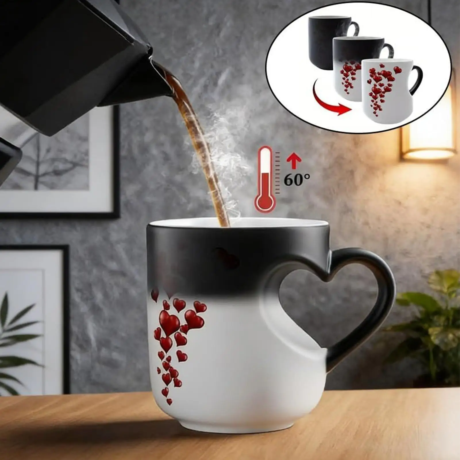 Magic Mug Funny Color Changing Coffee Tea Cup Heat Changing Sensitive Cup Design Drinkware Ceramic Mugs Valentine's Love Gift