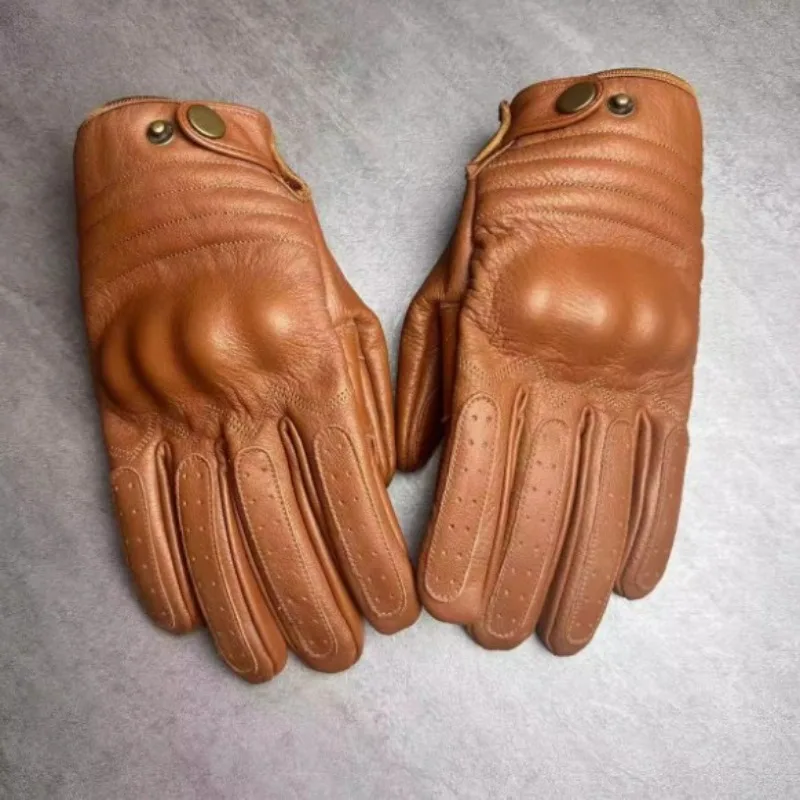 Motorcycle Locomotive Cowhide Equipment Shell Protection Men's Gloves Women's Riding Touch Screen Non-slip and Wear-resistant