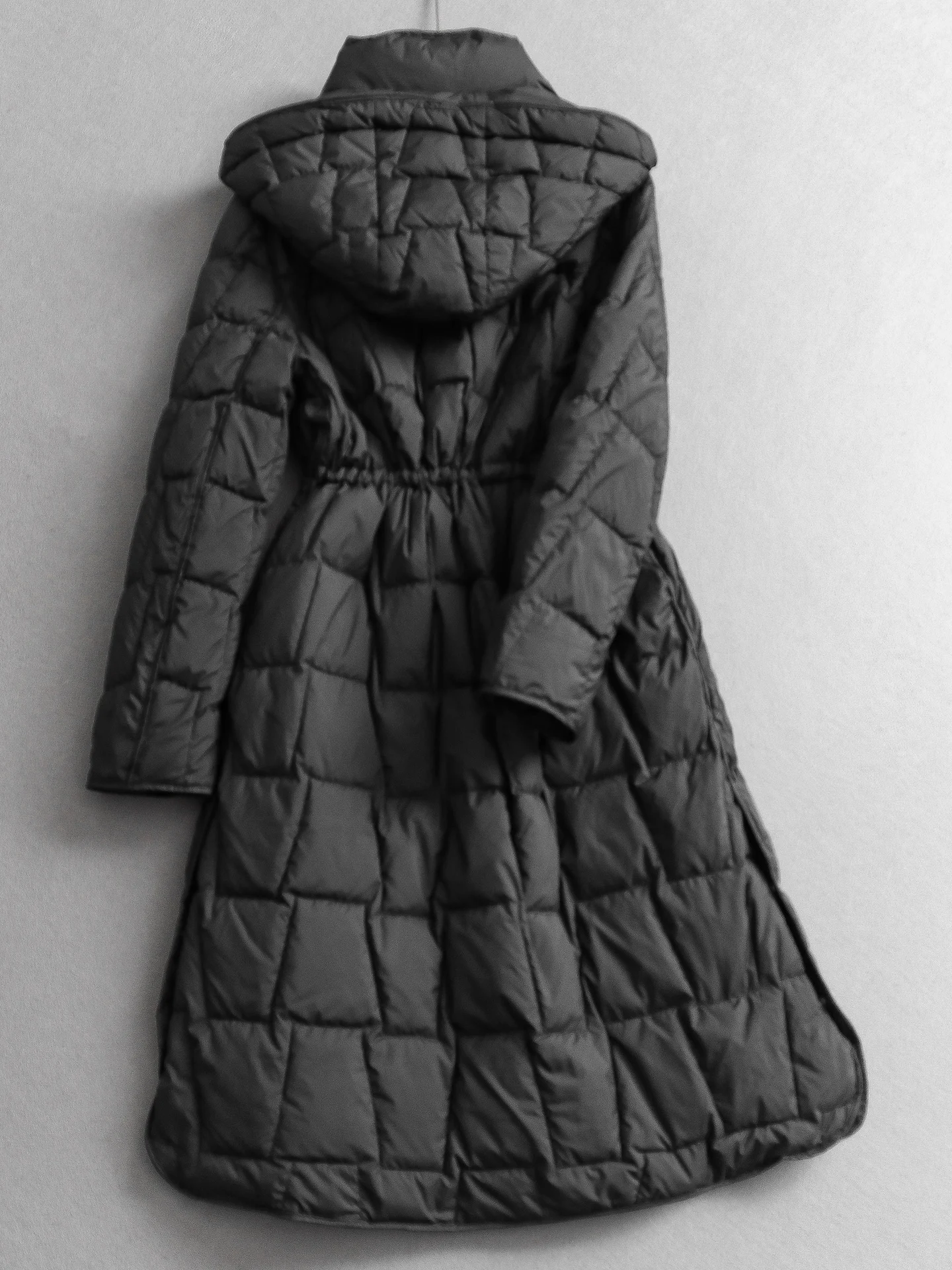 Detachable Hooded Long Sleeve Women's down Jacket Commute Warmth Waist Inward Corded Coat Casual Style Regular Fit Duck down