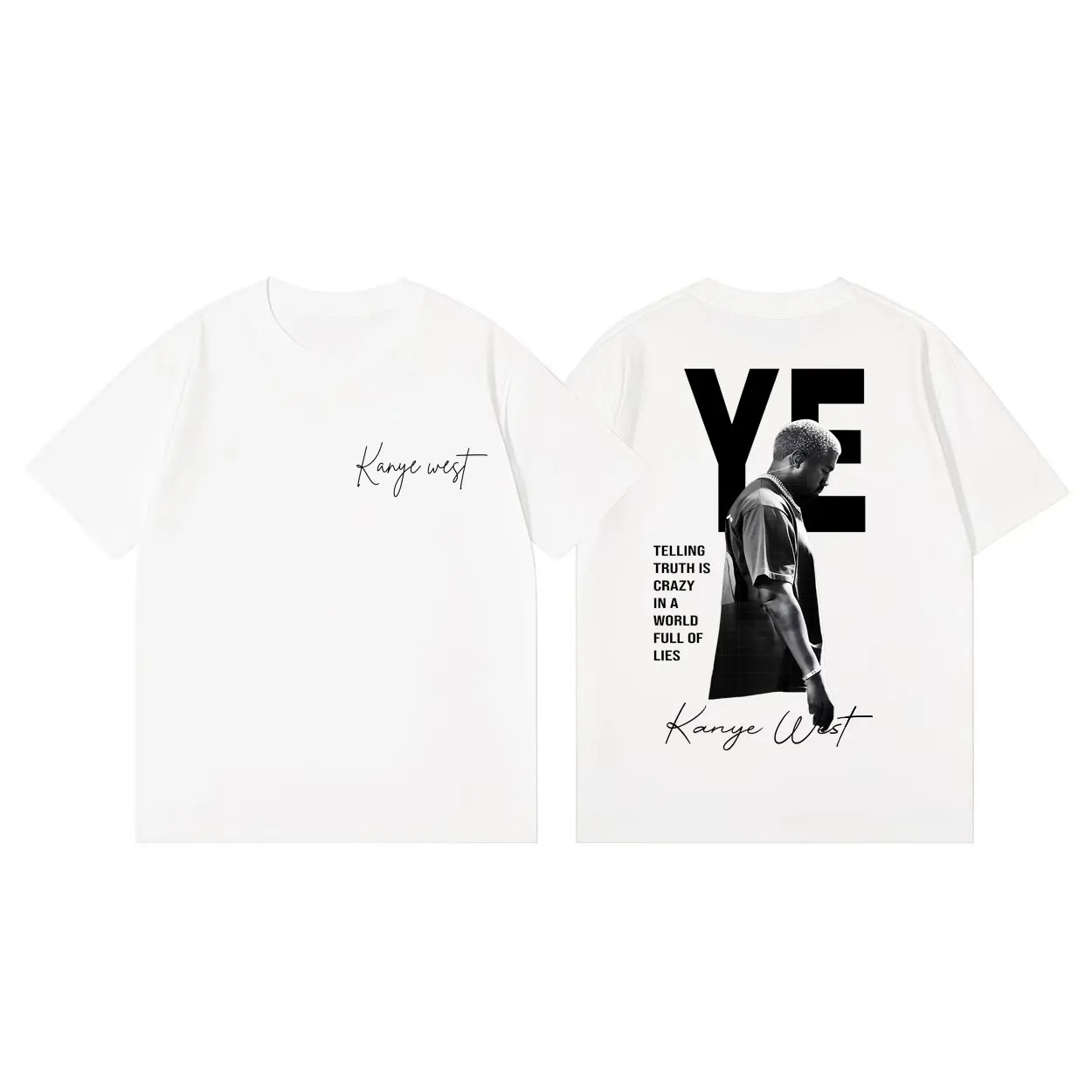 Kanye West Tour 2026 T-Shirt Streetwear Hochwertige Mode Kurzarm-T-Shirts für Männer und Frauen Sommer Lässige Lockere Baumwoll-T-Shirts
