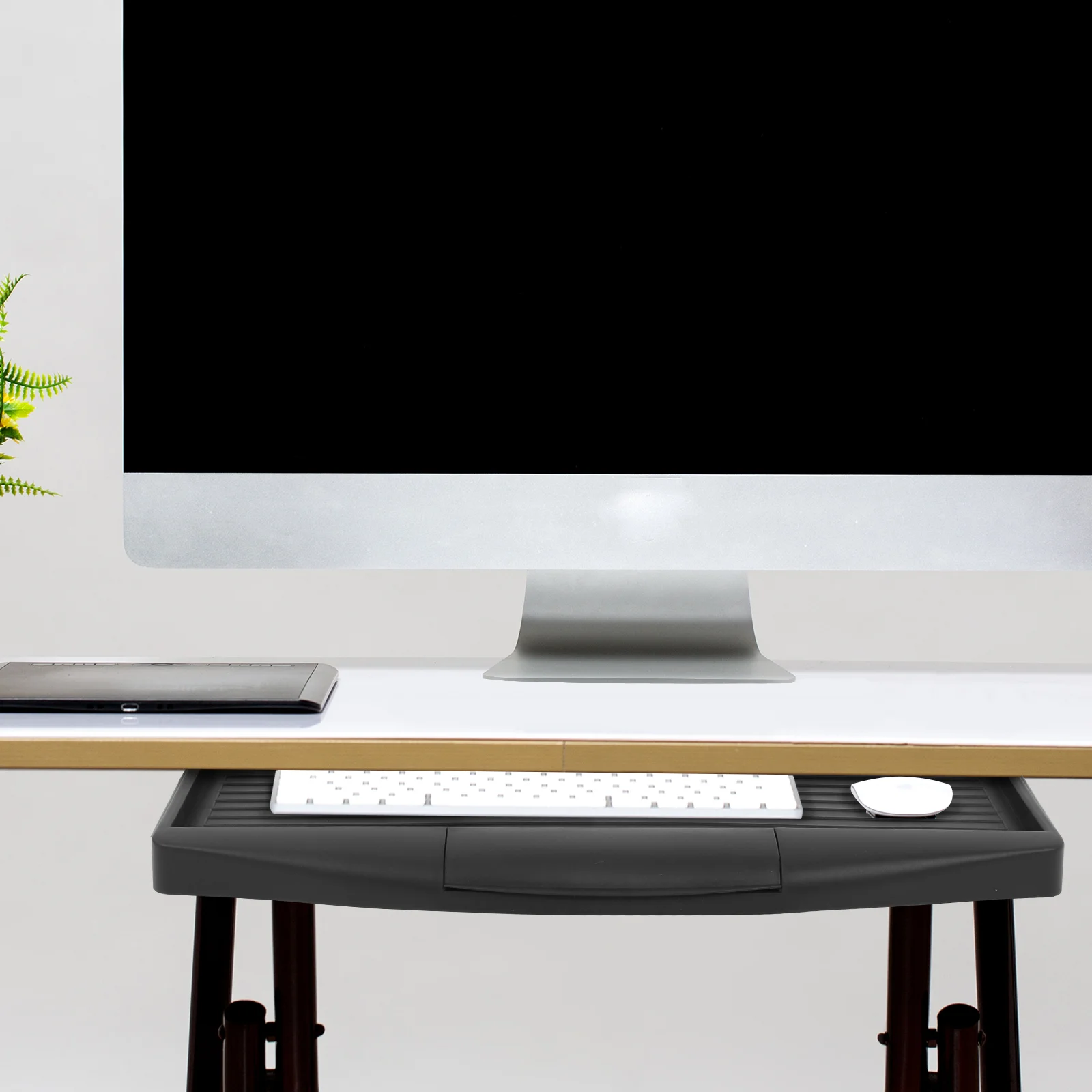 Slide Out Computer Keyboard Stand With Drawer Storage Tray For Desk ganizer Under Desk Black Set Including Slide Rail Bracket