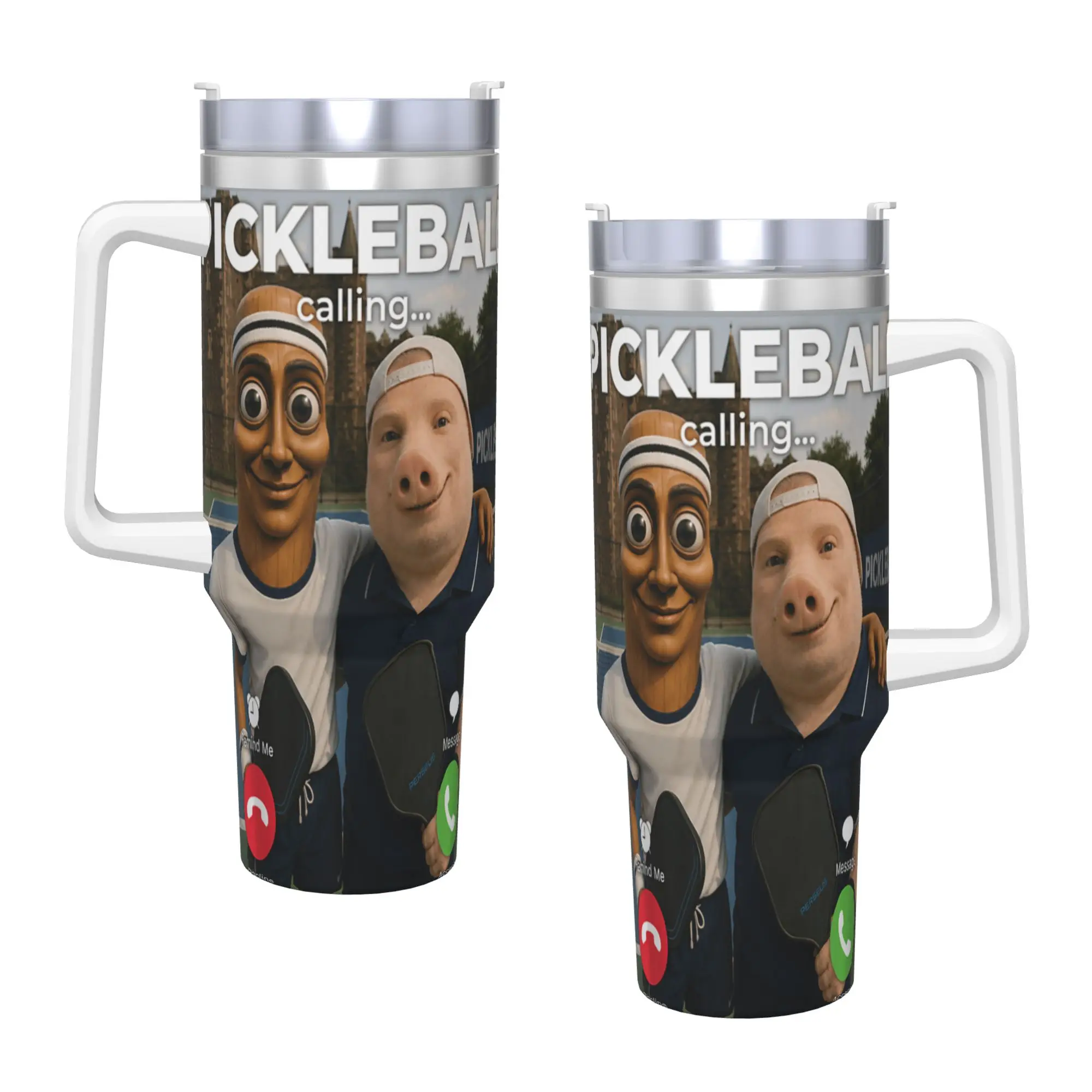 Tung Sahur John Pork Pickleball Calling The Court Waiting Tumbler Cold and Hot Water Bottle Stainless Steel Thermal Cups