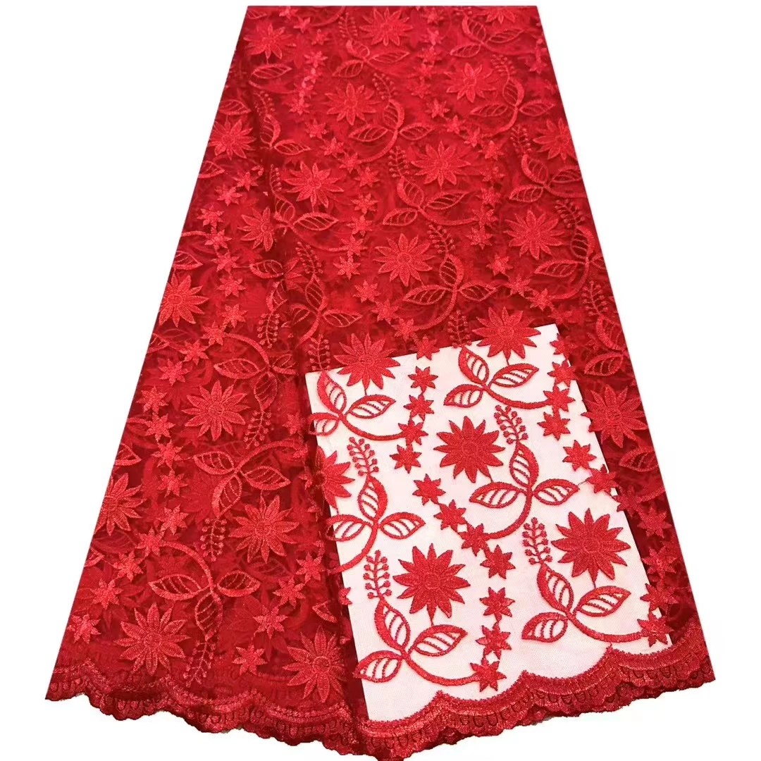 

New net monochrome small flower lace embroidery embroidery cloth, high-end African retro fashion Qipao dress dress