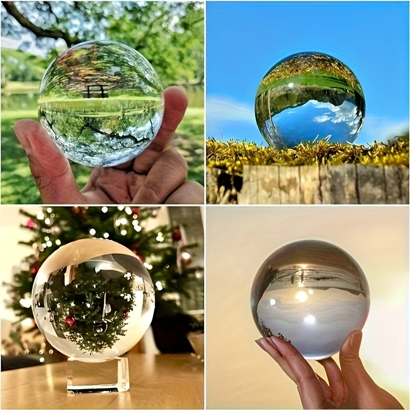 واضح عدسة غلوب كريستال كرة زجاجية حامل 40-80 مللي متر Lensball ل المجال التصوير الديكور ديكور غرفة المنزل كرات الزخرفية