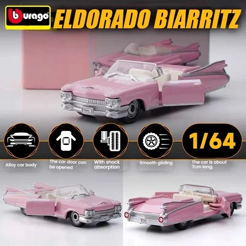 Bburago 1:64 Cadillac 1959 Verschiedene Modelle Kleine Sammlung Auto-Legierungsmodelle Spielzeug Geschenk Szenendekoration Klassisch und Exquisit