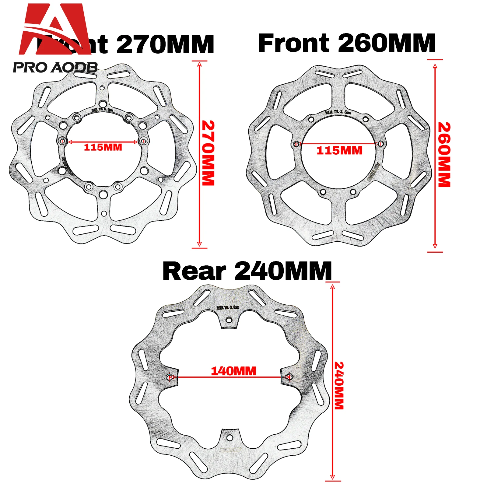 240/260/270mm Front Rear Brake Disc Rotor For Honda CR CRF 125-450 2002-2020 Series Dirt Bike Stainless Steel Brake Parts ﻿