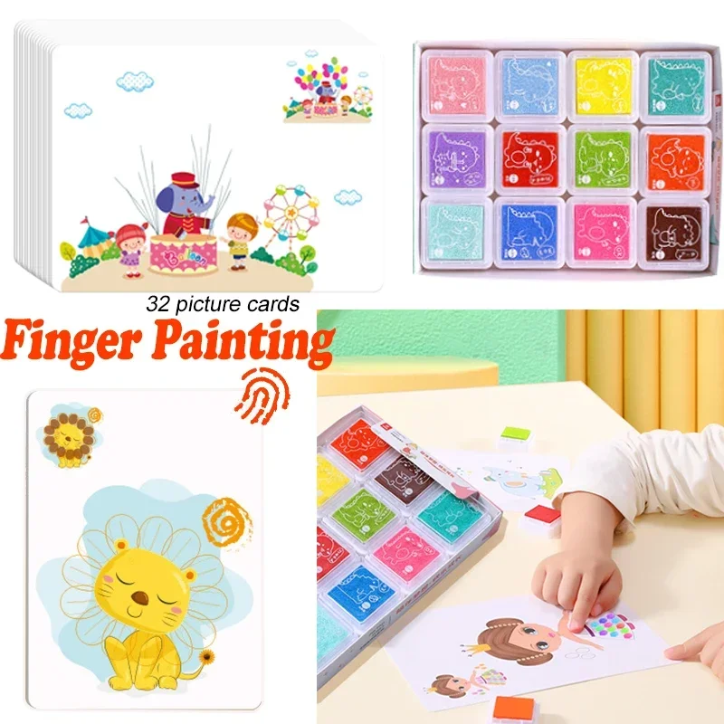 16/32 Uds DIY pintura con los dedos juguetes de dibujo para chico creativo para colorear Graffiti garabatos Montessori juguete educativo regalo de guardería