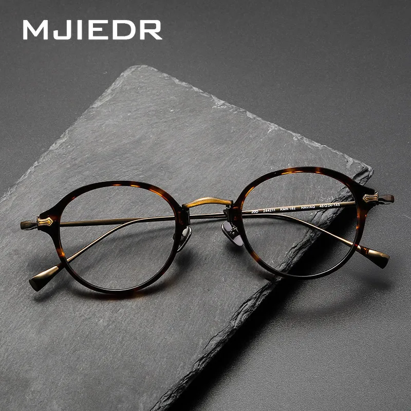 

Top Quality Handmade Acetate Titanium Prescription Glasses Frame Men Women Retro Round Transparent Optical Eyeglasses Eyewear