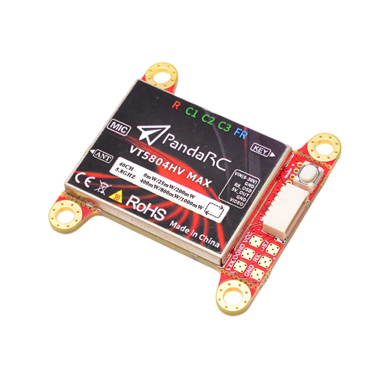 PandaRC VT5804HV MAX 5.8G 40CH 1000mW VTX Built-in Mic 6-36V 30X30mm for RC Airplane FPV Long Range Drones